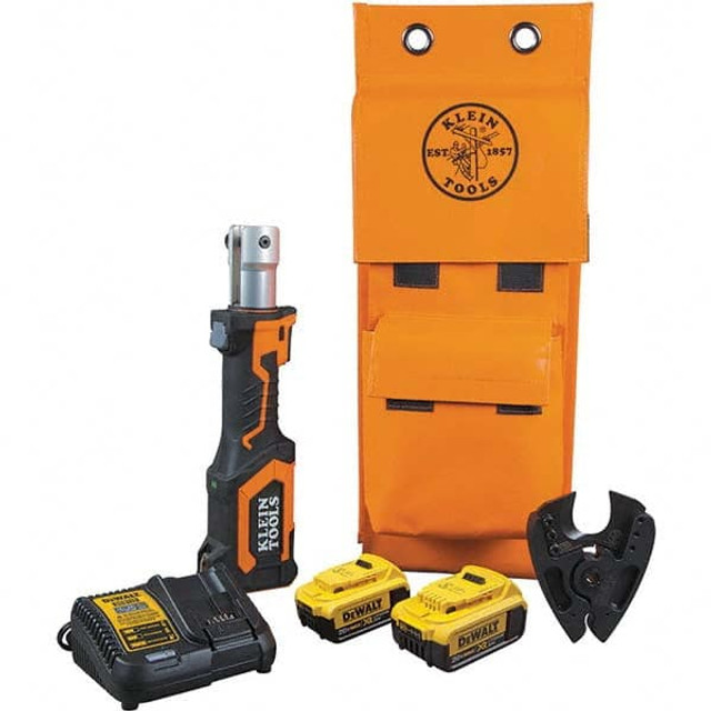 Klein Tools BAT207T34H Power Crimper: 14,000 lb Capacity, Lithium-ion Battery Included, Straight Handle, 20V