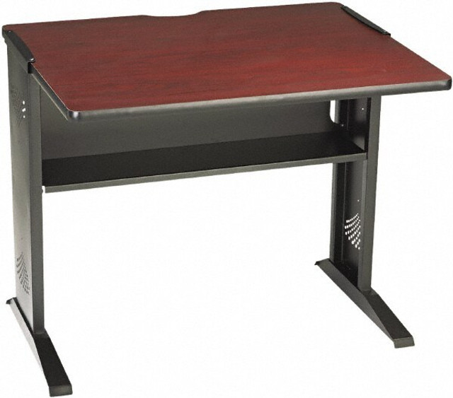 Safco SAF1930 Computer Desk W/ Reversible Top, 35-1/2w x 28d x 30h, Mahogany/Medium Oak/Black