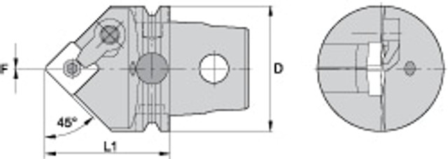 Kennametal 2265290 Modular Turning & Profiling Cutting Unit Head: Size KM63, 60 mm Head Length, External, Neutral