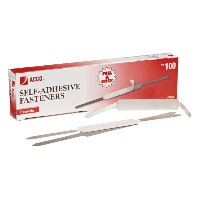 ACCO BRANDS USA, LLC A7070020 ACCO Economy Self-Adhesive Fasteners, 2 3/4 Long, Silver, Box Of 100 ACCO BRANDS USA, LLC A7070020 ACCO Economy Self-Adhesive Fasteners, 2 3/4 Long, Silver, Box Of 100
