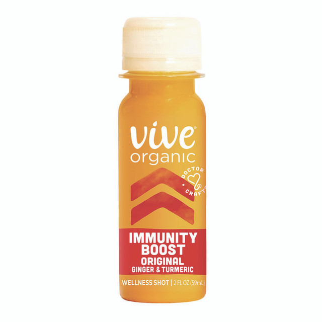 VIVE ORGANIC 34800001 Immunity Boost, Ginger, 2 oz Bottle,12/Carton