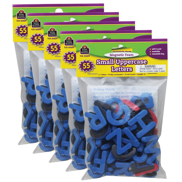 EDUCATORS RESOURCE TCR20624-5 Teacher Created Resources Magnetic Foam Small Uppercase Letters, Pre-K To Grade 3, 55 Letters Per Pack, Set Of 5 Packs