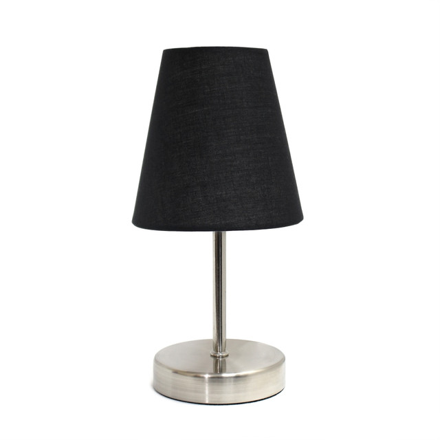 ALL THE RAGES INC LT2013-BLK Simple Designs Sand Nickel Mini Basic Table Lamp with Black Fabric Shade