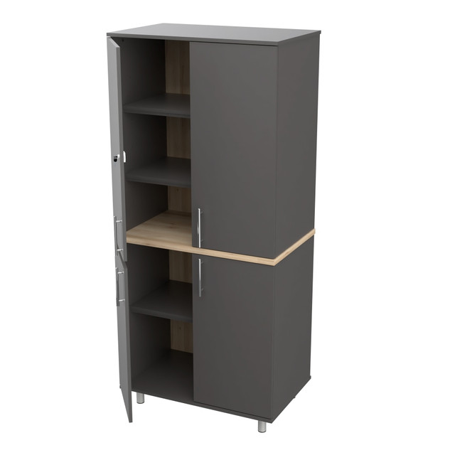 INVAL AMERICA, INC. GM-2140 Inval America Garage Storage Cabinet, 70-13/16inH x 31-1/2inW x 19-5/8inD, Dark Gray/Maple