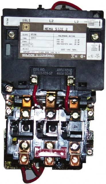 Square D 8536SDO6V03 220 Coil VAC at 50 Hz, 240 Coil VAC at 60 Hz, 45 Amp, NEMA Size 2, Nonreversible Open Enclosure NEMA Motor Starter