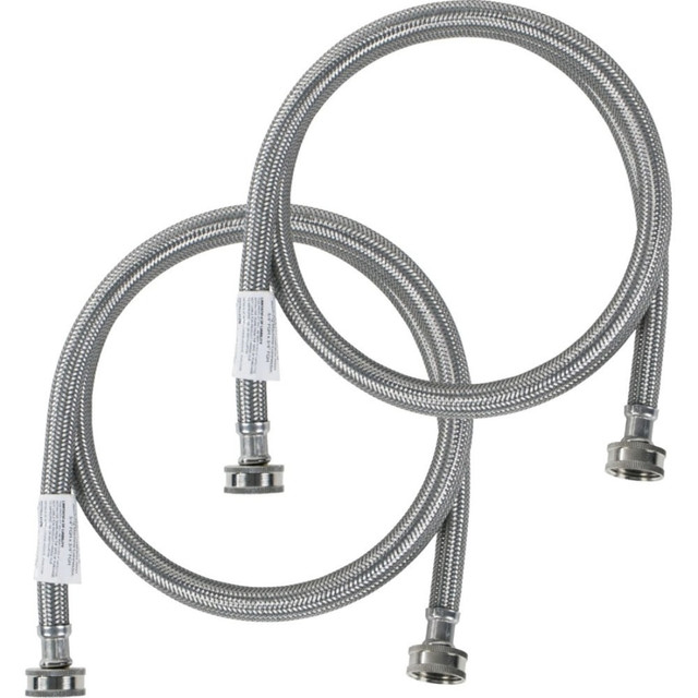 SELA PRODUCTS, LLC Certified Appliance Accessories WM48SS2PK  Braided Stainless Steel Washing Machine Hoses, 4', Silver, Set Of 2 Hoses