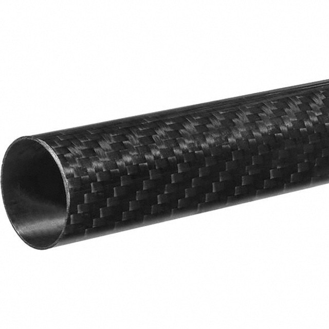 USA Industrials BULK-CT-CF-26 Plastic Round Tube: 3/4" ID, 0.875" OD, 12" OAL, Black, Carbon Fiber (Twill Weave)