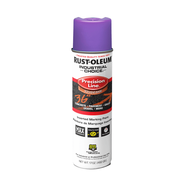 RUST-OLEUM CORPORATION 1669838V Rust-Oleum Industrial Choice M1600 System Solvent-Based Precision Line Inverted Marking Paint, 17 Oz, Fluorescent Purple, Case Of 12 Cans