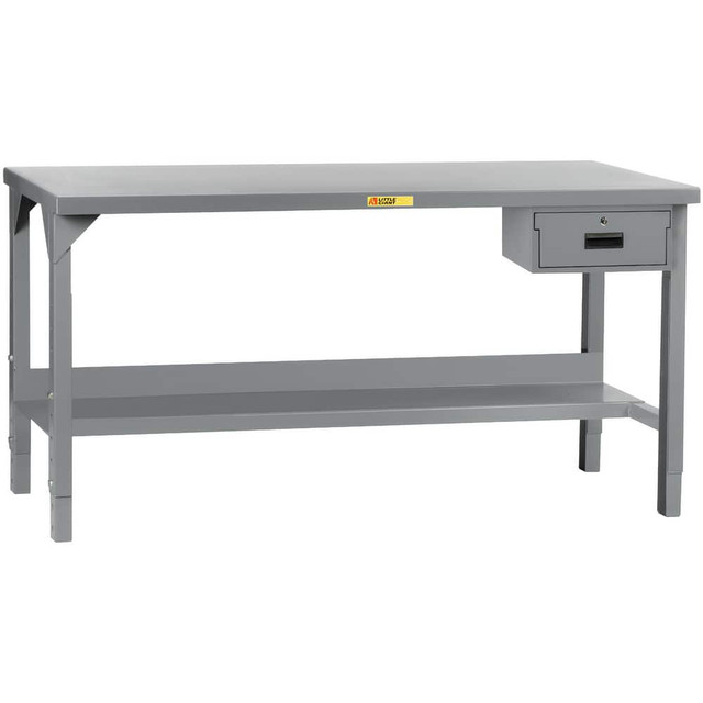 Little Giant. WST2-2460-AH-DR Stationary Work Benches, Tables; Bench Style: Height Adjustable Table ; Edge Type: Square ; Leg Style: 4-Leg; Adjustable ; Depth (Inch): 24in ; Color: Gray ; Maximum Height (Inch): 41in