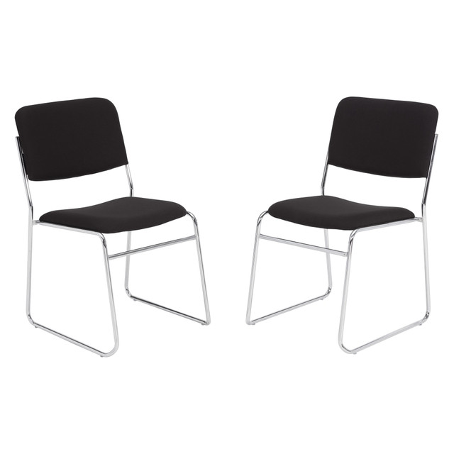 NATIONAL PUBLIC SEATING CORP 8660/2 National Public Seating 8600 Padded Signature Stack Chairs, Black/Chrome, Set Of 2 Chairs