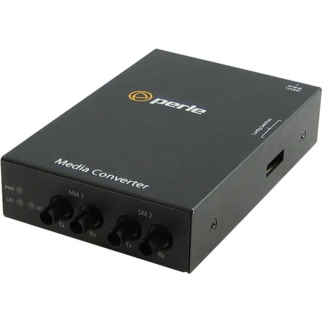 PERLE SYSTEMS Perle 05060074  S-100MM-S2ST40 Media Converter - 2 x ST Ports - 100Base-FX, 100Base-EX - 24.85 Mile - Rail-mountable, Wall Mountable, Rack-mountable