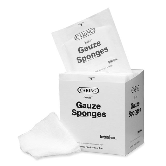 MEDLINE INDUSTRIES, INC. PRM3312 Medline CARING Woven Gauze Sponges, 12-Ply, 3in x 3in, White, Box Of 80