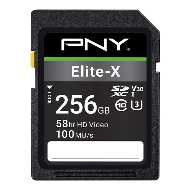 PNY TECHNOLOGIES, INC. PNY P-SD256U3100EX-GE  Elite-X Class 10 U3 V30 SDXC Memory Card, 256GB, P-SD256U3100EX-GE