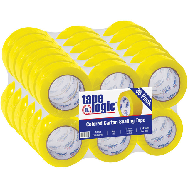 B O X MANAGEMENT, INC. Tape Logic T90222Y  Carton Sealing Tape, 2in x 110 Yd., Yellow, Case Of 36