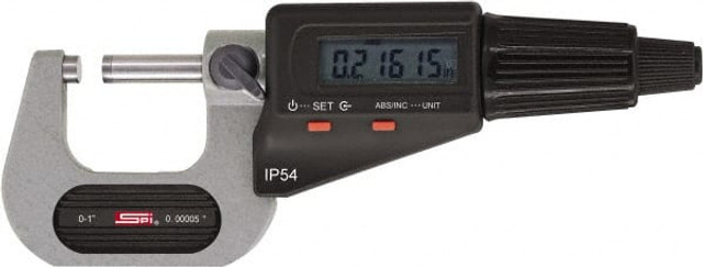 SPI MS170308011 Electronic Outside Micrometer: 8", Carbide Tipped Measuring Face, IP54