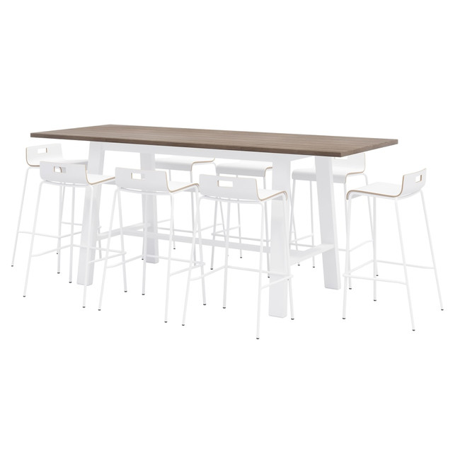 KENTUCKIANA FOAM INC 840031922656 KFI Studios Midtown Bar Height Table & Bar Stool Set, White/Espresso