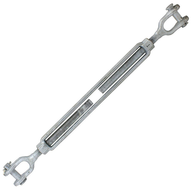 US Cargo Control JJTBGV1X18 Turnbuckles; Turnbuckle Type: Jaw & Jaw ; Working Load Limit: 10000 lb ; Thread Size: 1-18 in ; Turn-up: 18in ; Closed Length: 32.06in ; Material: Steel