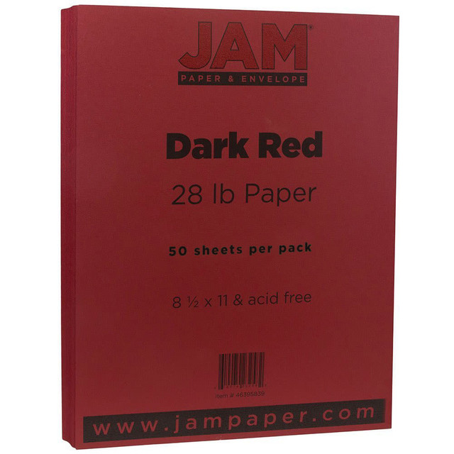 IMSI SOFTWARE PUBLISHING JAM Paper 46395839  Color Multi-Use Printer & Copy Paper, Dark Red, Letter (8.5in x 11in), 50 Sheets Per Pack, 28 Lb