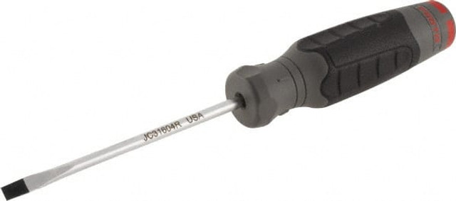 Proto JC31604RF Slotted Screwdriver: 3/16" Width, 8" OAL, 4" Blade Length
