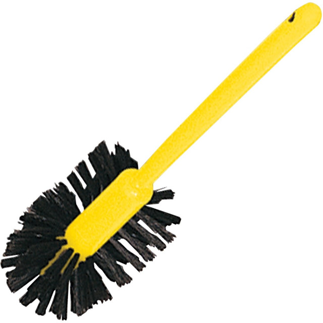 RUBBERMAID 632000BRNCT  Commercial 17in Handle Toilet Bowl Brush - 1.50in Synthetic Polypropylene Bristle - 17in Handle Length - 18.5in Overall Length - Plastic Handle - 12 / Carton - Brown, Yellow