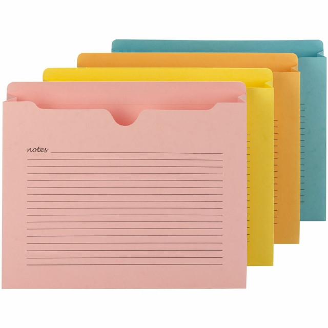 SMEAD MFG CO 75694 Smead Notes File Jackets, 2in Expansion, Letter Size, 8 1/2in x 11in, Assorted Colors, Pack Of 12 File Jackets