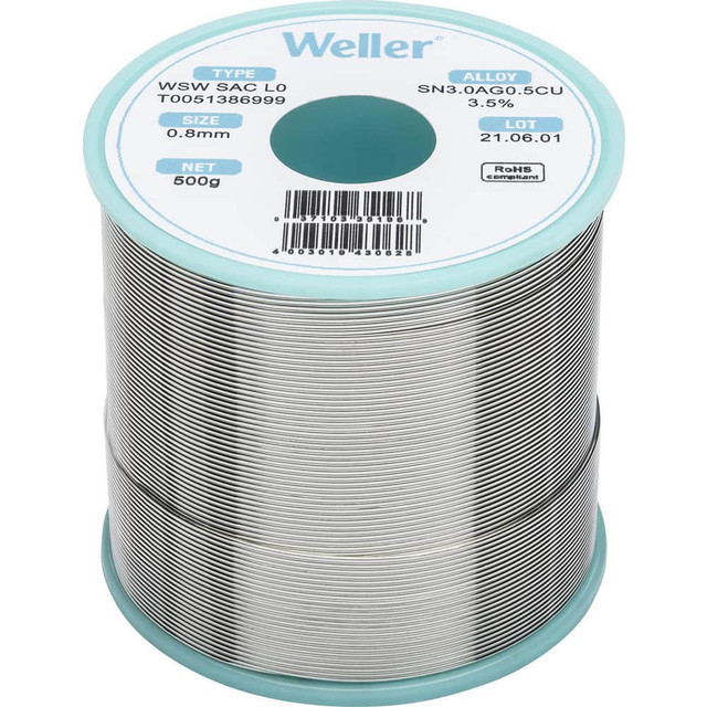 Weller T0051386999 Solder; Solder Type: Lead Free ; Material: Alloy ; Container Type: Spool ; Container Size: 500 g ; Minimum Melting Temperature: 422.6 ; Maximum Melting Temperature: 429.8