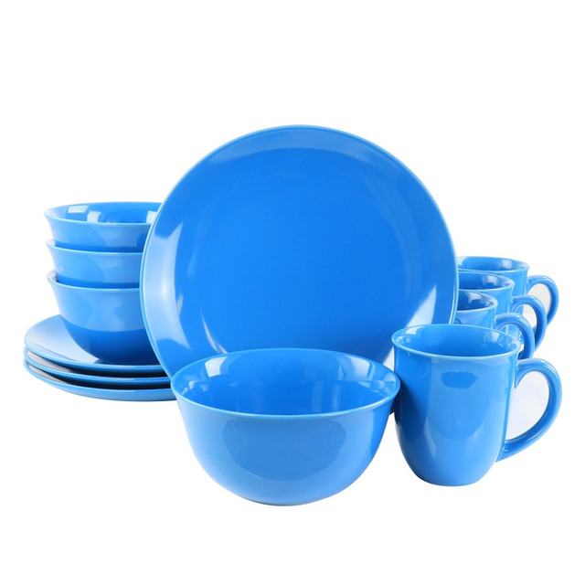 GIBSON OVERSEAS INC. 995116949M Gibson Home Mercer 12-Piece Dinnerware Set, Blue