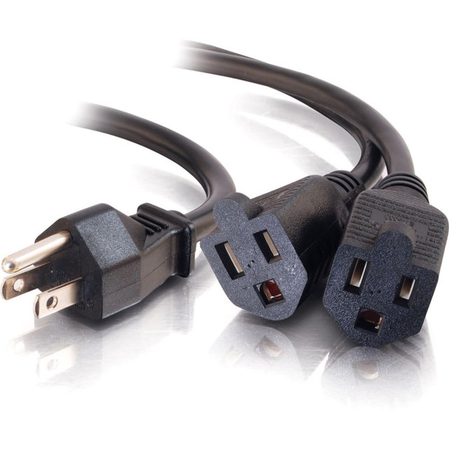 LASTAR INC. 29802 C2G 18in 1-to-2 Power Cord Splitter - 16 AWG - NEMA 5-15P to NEMA 5-15R - 14in LASTAR INC. 29802 C2G 18in 1-to-2 Power Cord Splitter - 16 AWG - NEMA 5-15P to NEMA 5-15R - 14in