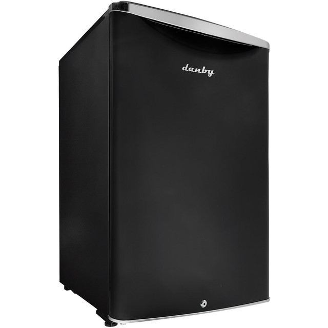 DANBY PRODUCTS LIMITED DAR044A6MDB Danby 4.4 Cu.ft. Compact Refrigerator - 4.40 ft³ - Auto-defrost - Reversible - 4.40 ft³ Net Refrigerator Capacity - 268 kWh per Year - Black - Metallic - Steel Shelf, Chrome Handle, Rubber Grip