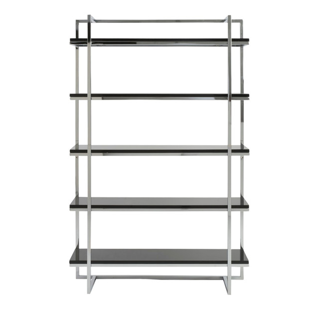 EURO STYLE, INC. Eurostyle 23529BLK  Gilbert 69inH 5-Shelf Bookcase, Chrome/Black