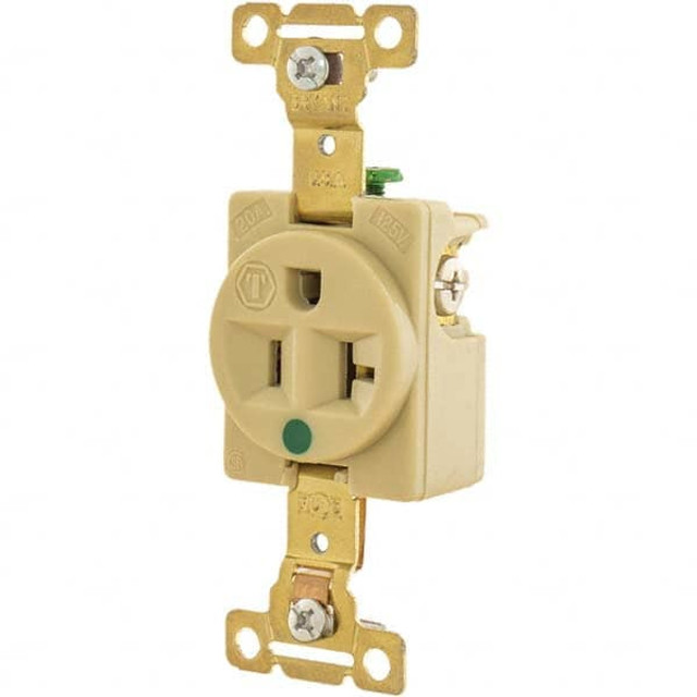 Bryant Electric 8310I Straight Blade Single Receptacle: NEMA 5-15R, 20 Amps, Grounded