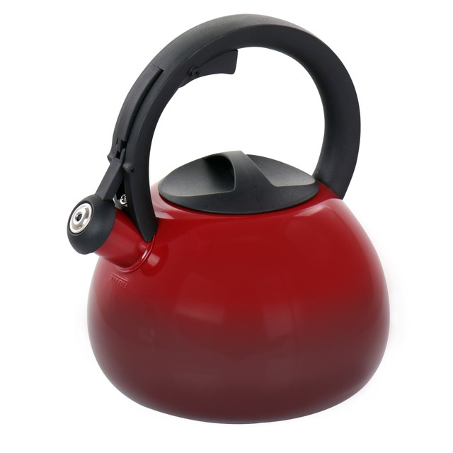 GIBSON OVERSEAS INC. Mr. Coffee 995115160M  Sanborn 2.6-Quart Stainless Steel Whistling Tea Kettle, Red