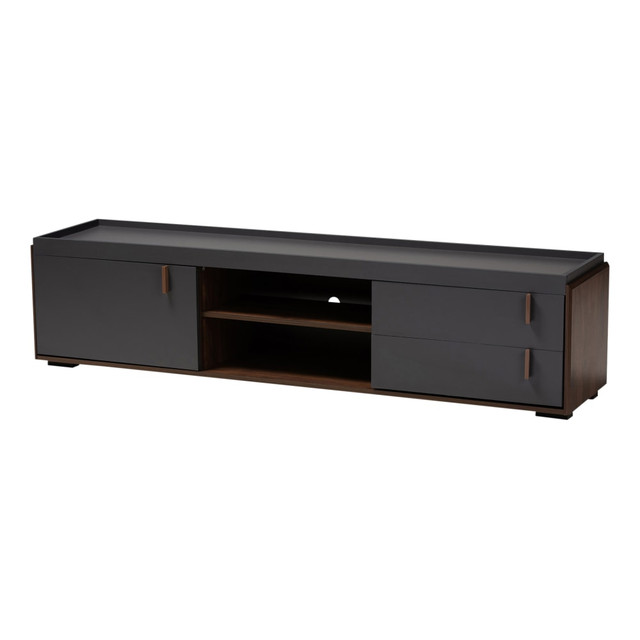 WHOLESALE INTERIORS, INC. Baxton Studio 2721-9152  2-Tone Modern TV Stand, 17-1/8inH x 70-15/16inW x 15-3/4inD, Gray/Walnut