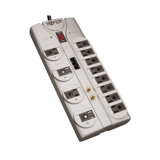 TRIPP LITE TLP1208TELTV  Surge Protector 12 Outlet 120V RJ11 Coax 8ft Cord 2880 Joule - Surge protector - 15 A - AC 120 V - output connectors: 12