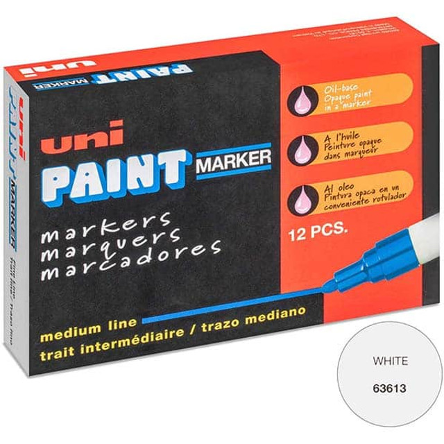 Sharpie 63713X24 Paint Pen Marker: White, Oil-Based, Line Point