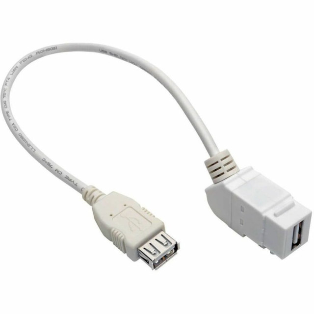 Durable construction. Made with a PVC jacket and equipped with foil and braid shielding, this cable protects against interference, ensuring a clear signal during data transfers.  Enhanced conductivity. Gold and nickel-plated connectors provide excellent conductivity and resistance to corrosion, enhancing the longevity of the cable and ensuring reliable performance.  Reliable connection. This USB adapter features dual 4-pin USB Type-A female connectors, ensuring a stable link between devices while supporting USB 2.0 protocols for optimal performance.  Safe and compliant. This product meets RoHS standards, ensuring it is free from hazardous substances, making it a safe option for both users and the environment.  User-friendly design. The angled right connector facilitates easy connections in tight spaces, making it a practical choice for setups where accessibility is key.