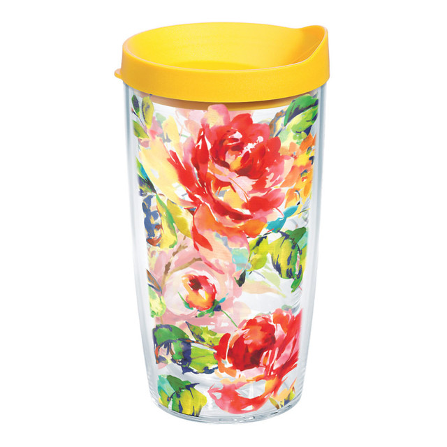 TERVIS TUMBLER COMPANY 01244401 Tervis Fiesta Rose Tumbler With Lid, 16 Oz, Clear