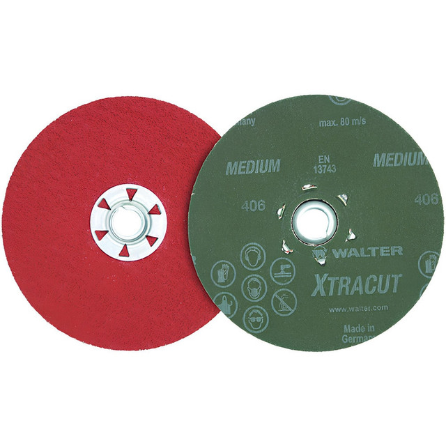 WALTER Surface Technologies 15A528 Quick Change Discs; Disc Diameter (Decimal Inch): 5 ; Abrasive Type: Coated ; Abrasive Material: Ceramic ; Grade: Medium ; Attaching System: Type R ; Disc Color: Orange