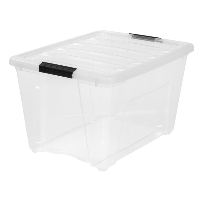 IRIS USA, INC. 100245UOM IRIS Plastic Storage Container With Handles/Latch Lid, 22in x 16 1/2in x 13in, Clear