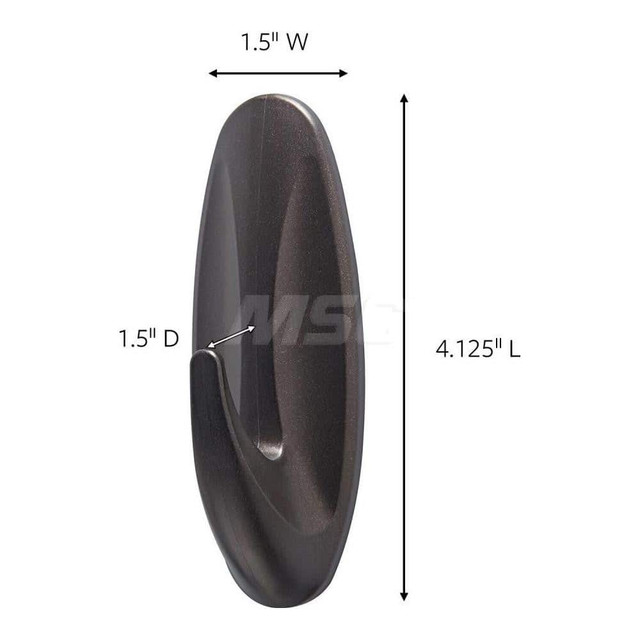 3M Storage Hook: Adhesive Back Mount, 1.4" Projection, 5 lb Load Capacity, Plastic 7100095674