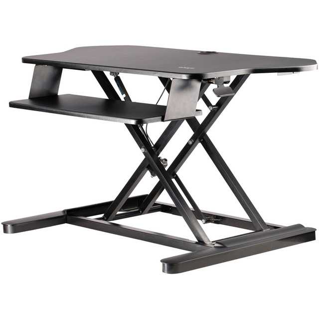 STARTECH.COM ARMSTSCORNR  Corner Sit Stand Desk Converter with Keyboard Tray, Large Surface 35inx21in , Height Adjustable Ergonomic Tabletop Standing Desk