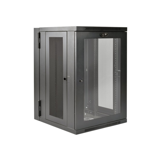 TRIPP LITE SRW18USDPG  18U Wall Mount Rack Enclosure Server Cabinet Deep Acrylic Window - For UPS - 18U Rack Height x 19in Rack Width x 24.50in Rack Depth - Wall Mountable - Black, Clear - Steel, Acrylic