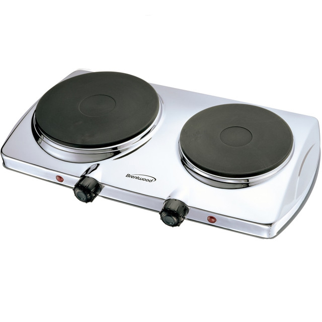 BRENTWOOD APPLIANCES, INC. 99583282M Brentwood Electric 1440W Double Hotplate, Chrome