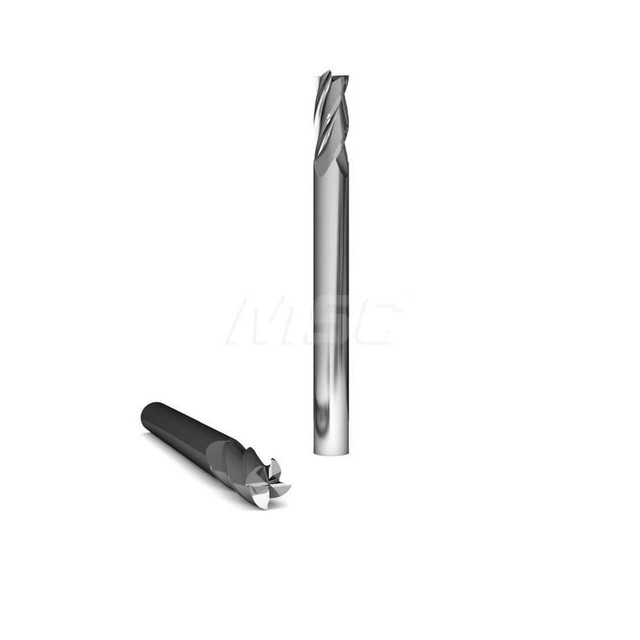 GWS 318603 Square End Mill: 1/8'' Dia, 1/4'' LOC, 1/8'' Shank Dia, 1-1/2'' OAL, 2 Flutes, Solid Carbide