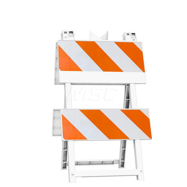 Plasticade 110-WT8B8EG Traffic Barricades; Barricade Height (Inch): 42.6 ; Barricade Width (Inch): 24 ; Reflective: Yes ; Compliance: MASH Compliant; MUTCD