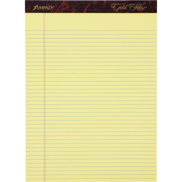 TOPS BUSINESS FORMS Ampad 20022  Gold Fibre Remanufactured Writing Pads, Letter Size, Narrow Ruled, 50 Sheets, Canary Yellow, Pack Of 12