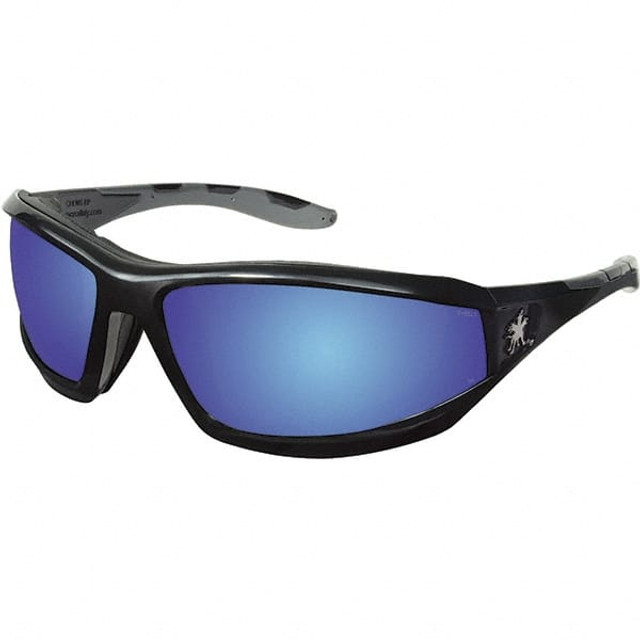 MCR Safety RP218BDC Safety Glass: Anti-Fog & Scratch-Resistant, Polycarbonate, Blue Mirror Lenses, Full-Framed, UV Protection