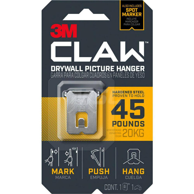 3M Storage Hook: 45 lb Load Capacity, Stainless Steel & Foam 7100233242 3M Storage Hook: 45 lb Load Capacity, Stainless Steel & Foam 7100233242