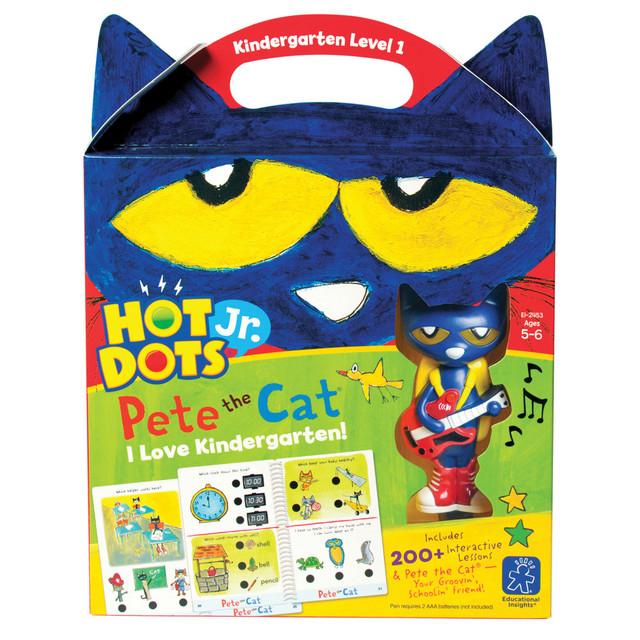 EDUCATIONAL INSIGHTS EI-2453  Hot Dots Jr. Pete the Cat I Love Kindergarten! Set with Pete the Cat-Your Groovin, Schoolin, Friend Pen