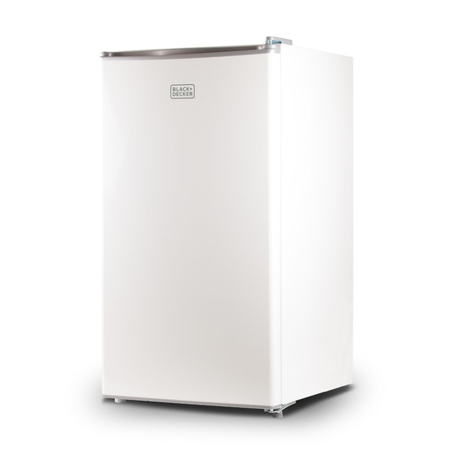 W APPLIANCE COMPANY LLC Black+Decker BCRK32W  3.2 Cu. Ft. Energy Star Refrigerator with Freezer, White - 3.20 ft³ - Manual Defrost - Reversible - 219 kWh per Year - White - Glass Shelf